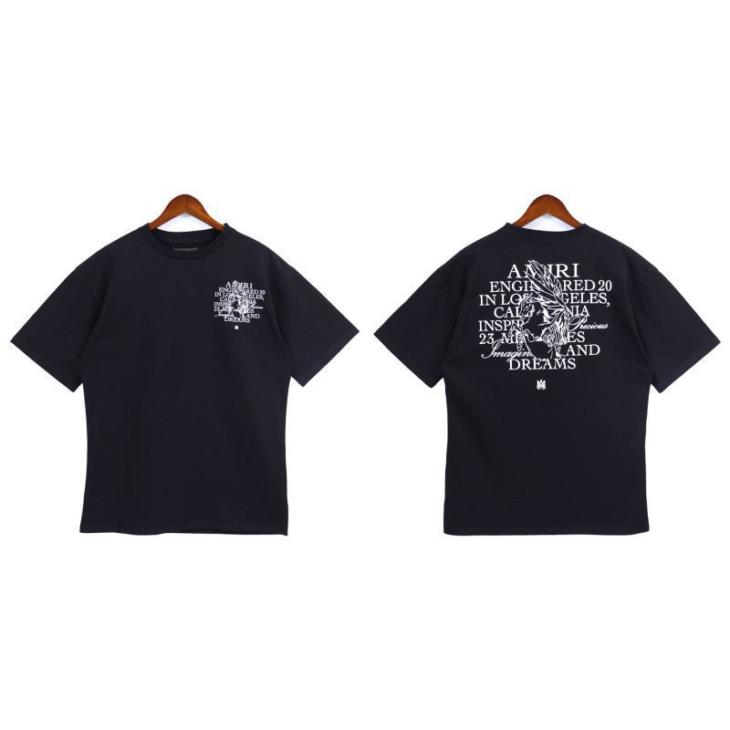 Amiri Multi‑Pattern Letter Graphic Oversized Tee Streetwear Unisex