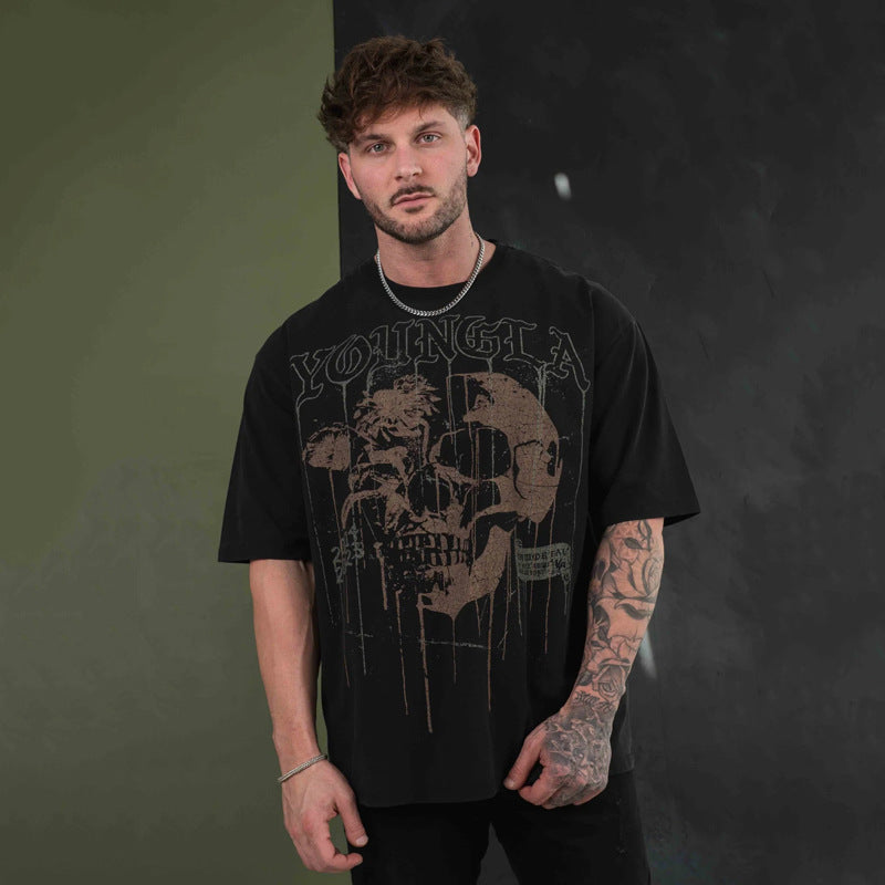 YOUNGLA 4116 Floral Skull Tees