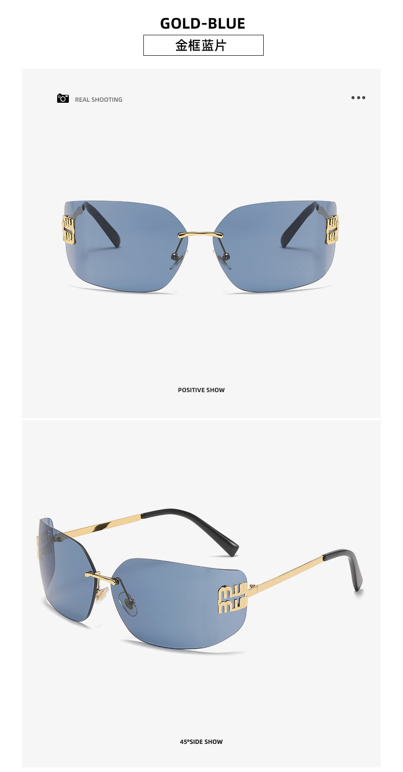 Miu Miu MU 54YS Runway Y2K Rectangle Rimless Womens Sunglasses