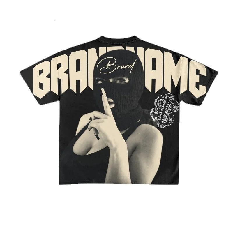 Y2K Punk Gothic Skimaske Grafik Unisex Oversized Streetwear T-Shirt