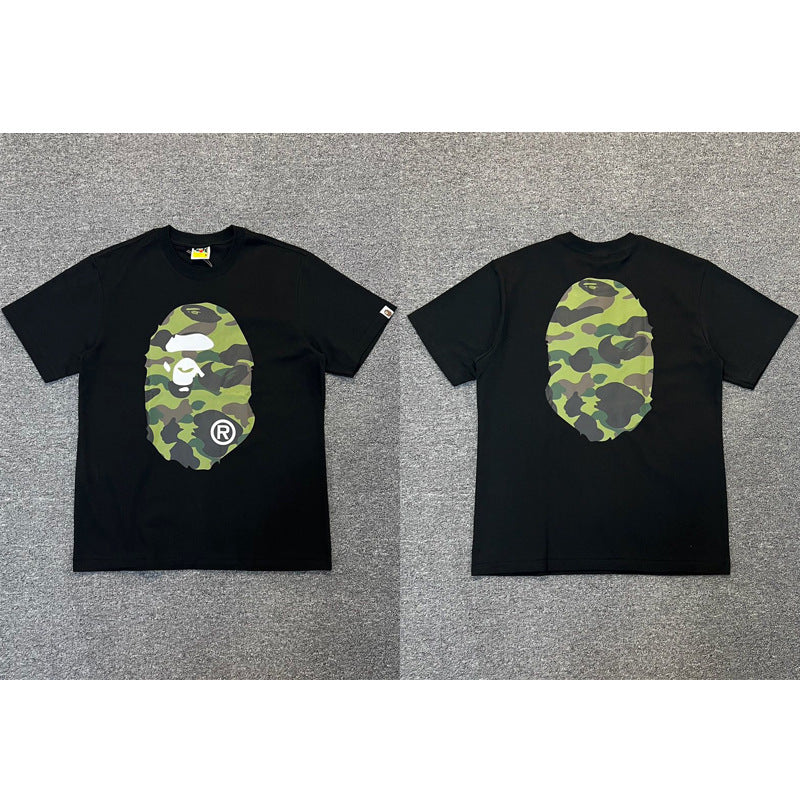 BAPE Ape Shark Graphic Print Loose Unisex Heavyweight Cotton T-Shirt