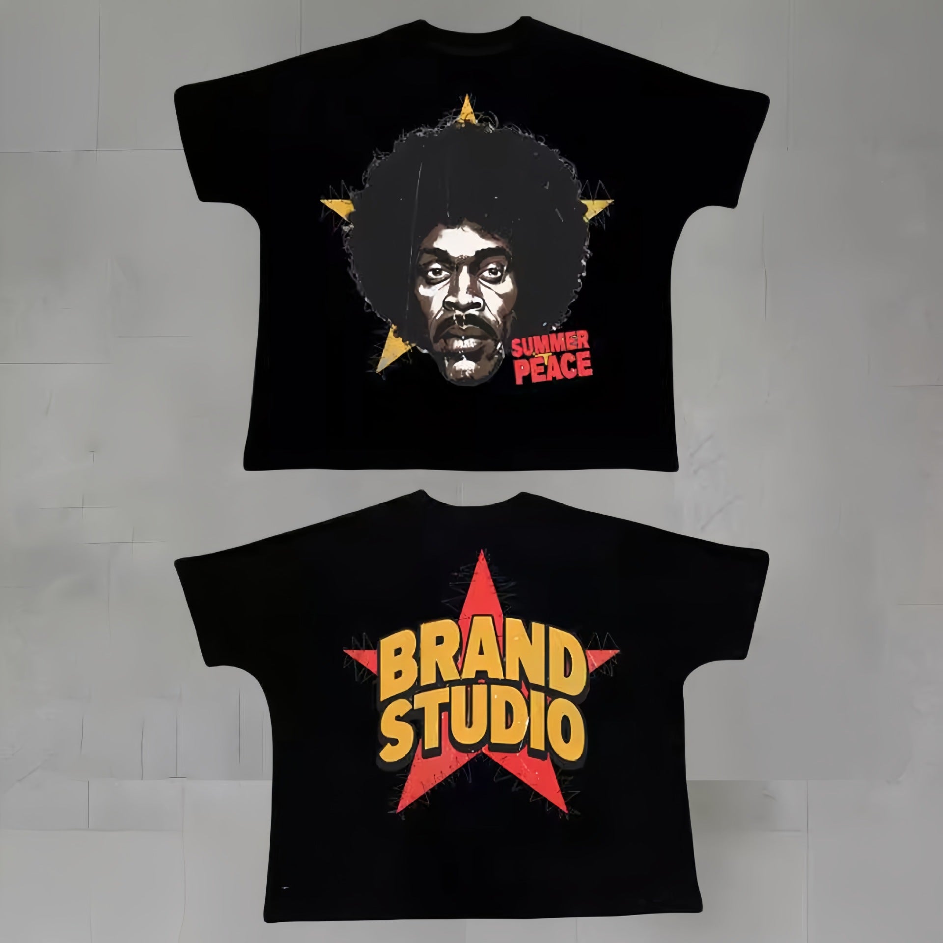 Touch Studios Y2K doppelseitiges Oversize-Vintage-Baumwoll-T-Shirt mit Cartoon-Print