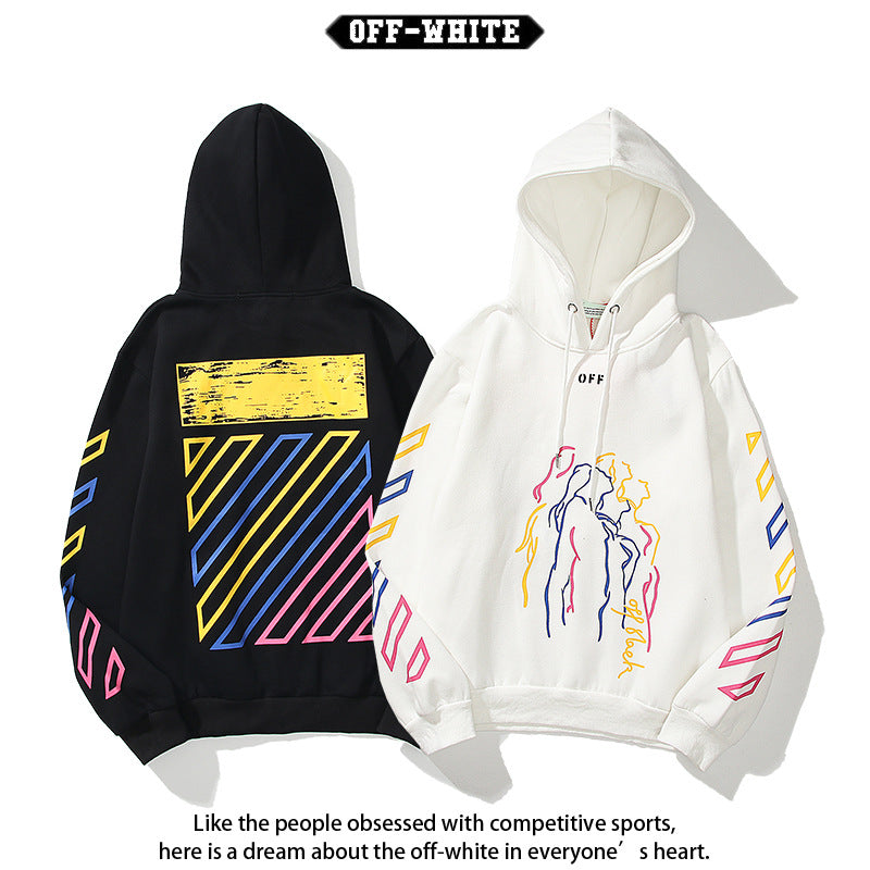 Off White Arrow Graphic Print Hoodie Streetwear Unisex