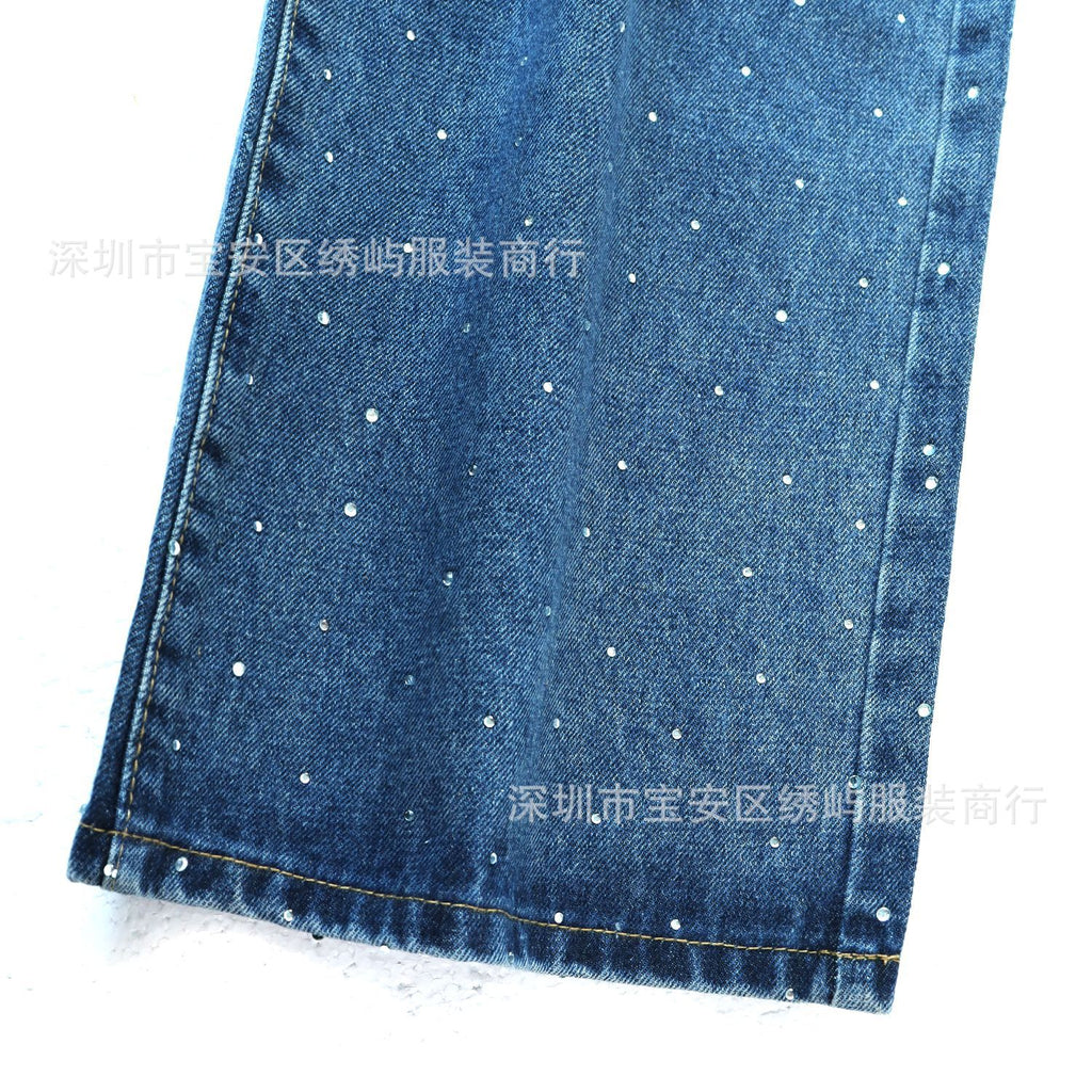 Purple Brand Rhinestone Wide Leg Denim Jeans Unisex
