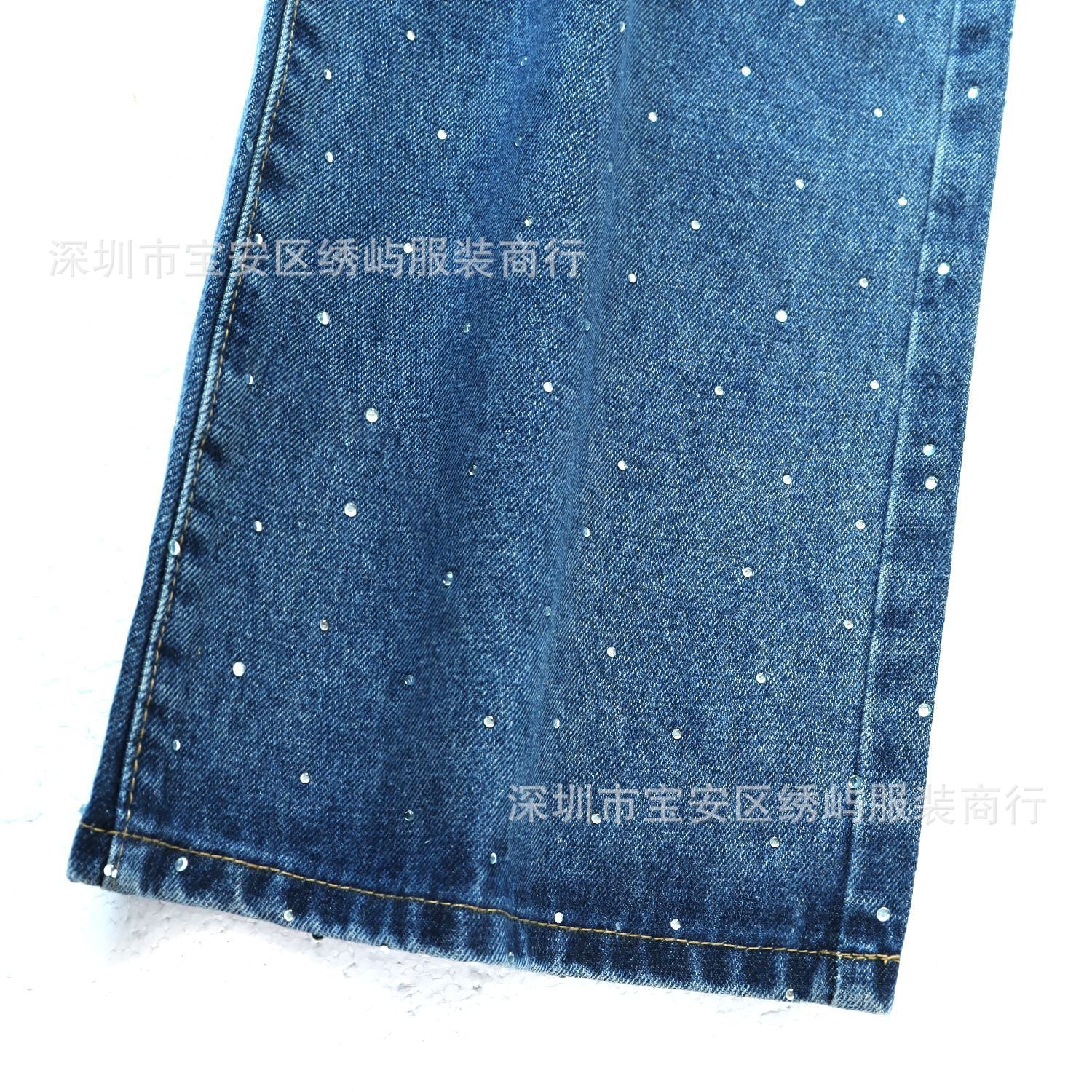 Purple Brand Rhinestone Wide Leg Denim Jeans Unisex