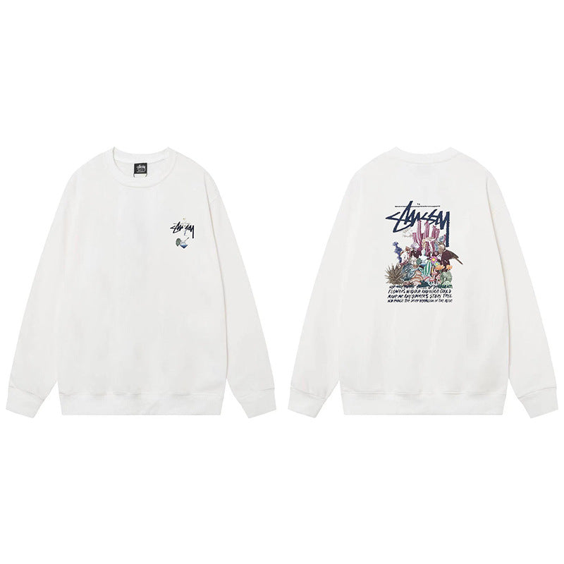 Stussy Graphic Crewneck Sweatshirt 8 Ball Dice Street Casual Pullover