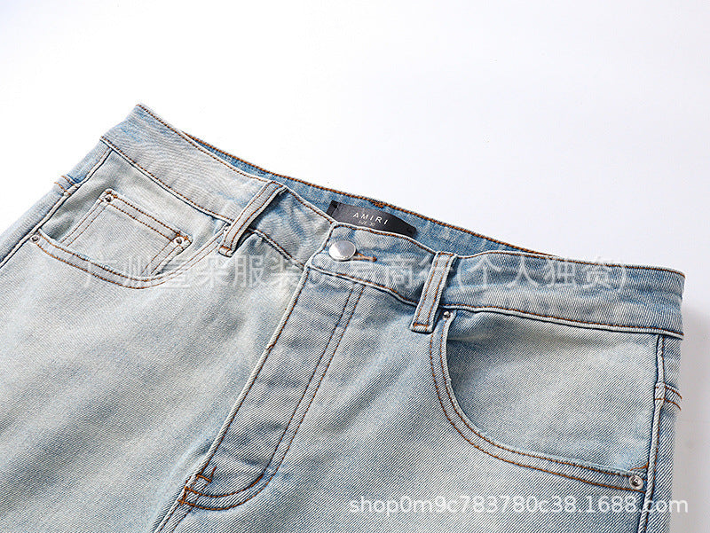 Amiri Blue Jeans Washed Distressed Straight‑Leg Loose Unisex