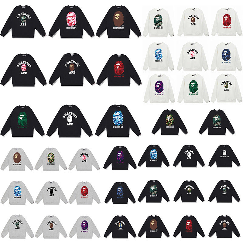 Bape Camo Ape Head Graphic Crewneck Sweatshirt Streetwear Unisex