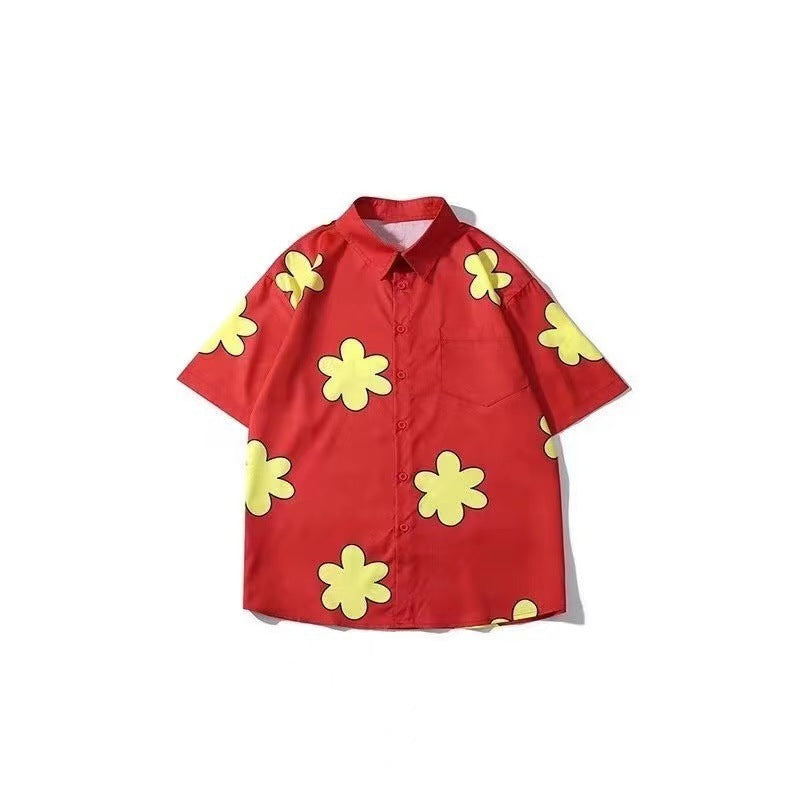 Mens Tropical Hawaiian Floral Loose Short Sleeve Summer Shirt 8002-8034