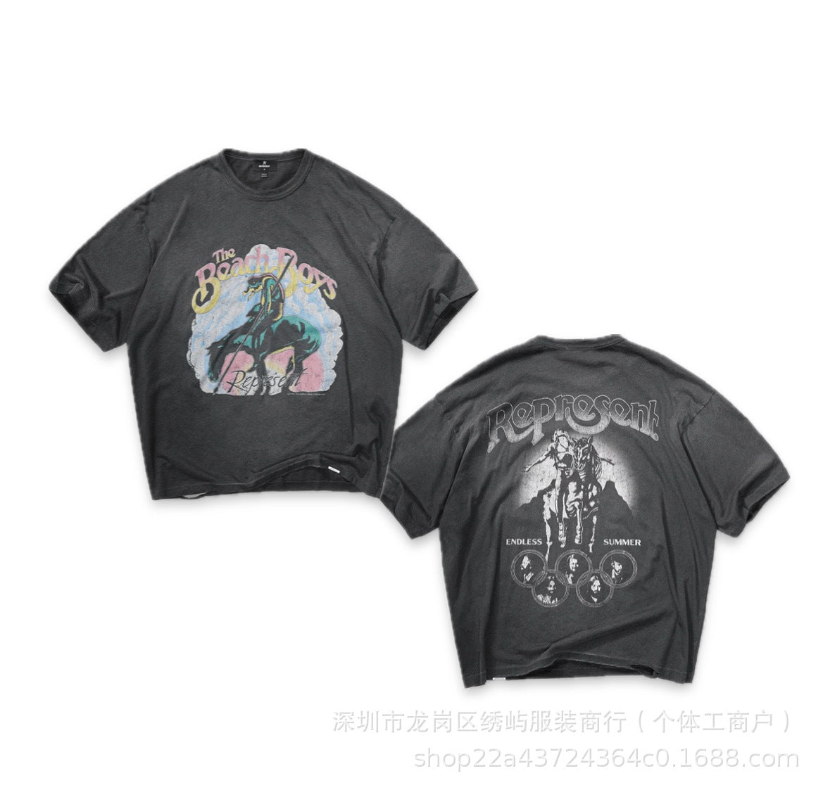 Represent Cartoon Graphic Crew Neck Short Sleeve T Shirt
