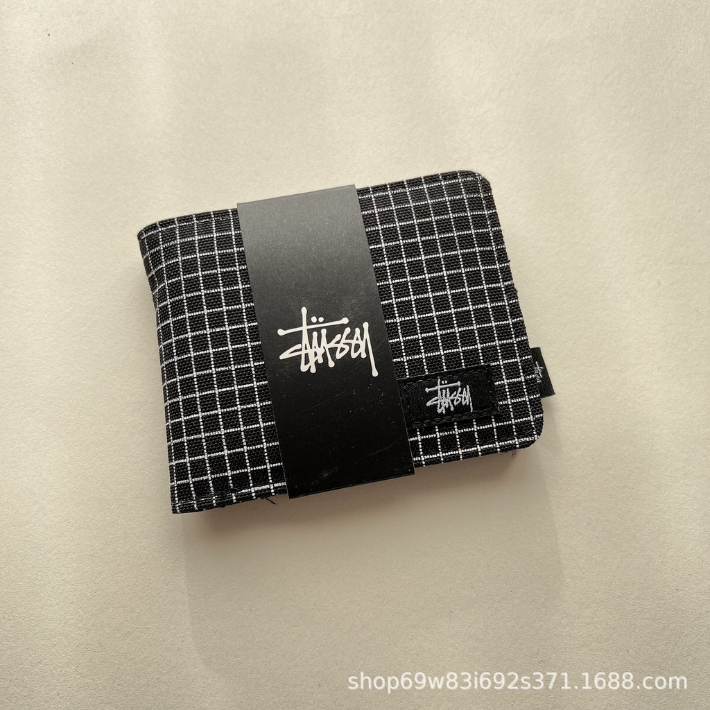 Stussy Canvas Bifold Wallet Multi Pattern Card Holder Coin Purse