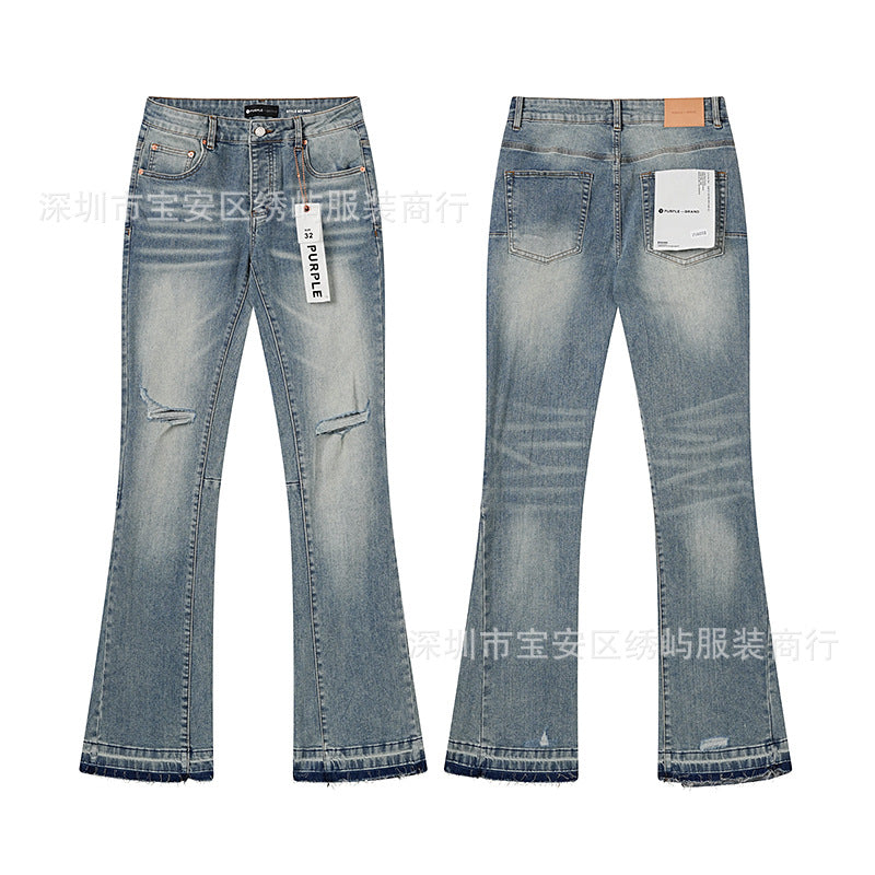 Purple Brand Distressed Flare Denim Jeans Unisex