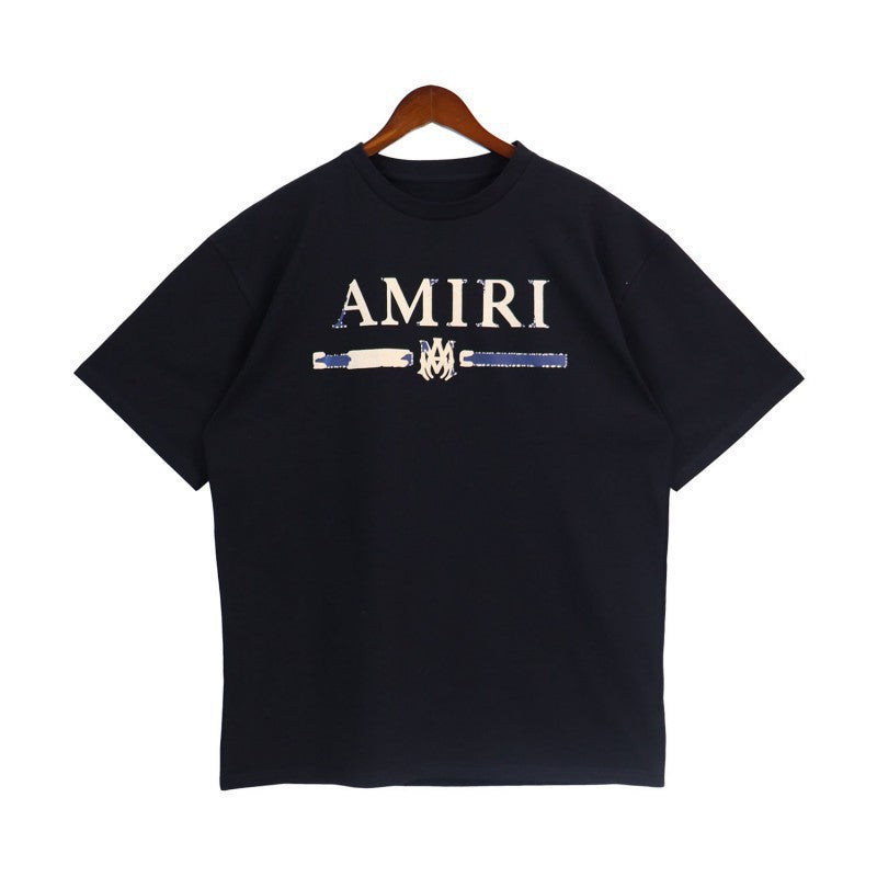 Amiri Multi‑Pattern Letter Graphic Oversized Tee Streetwear Unisex