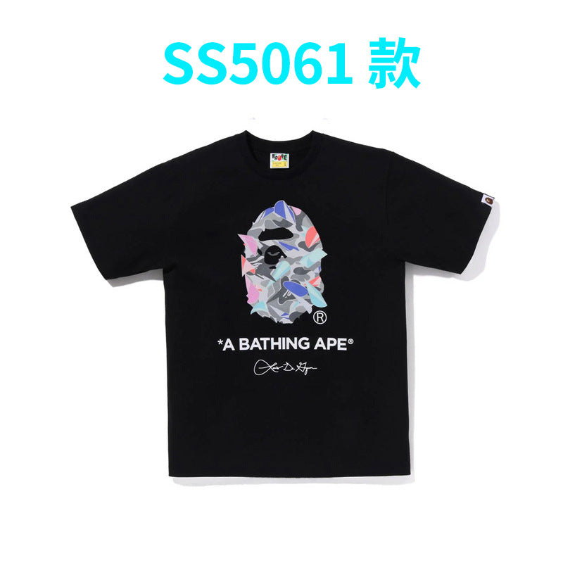 BAPE Shark Camo Graphic Tee Loose Unisex Streetwear T-Shirt