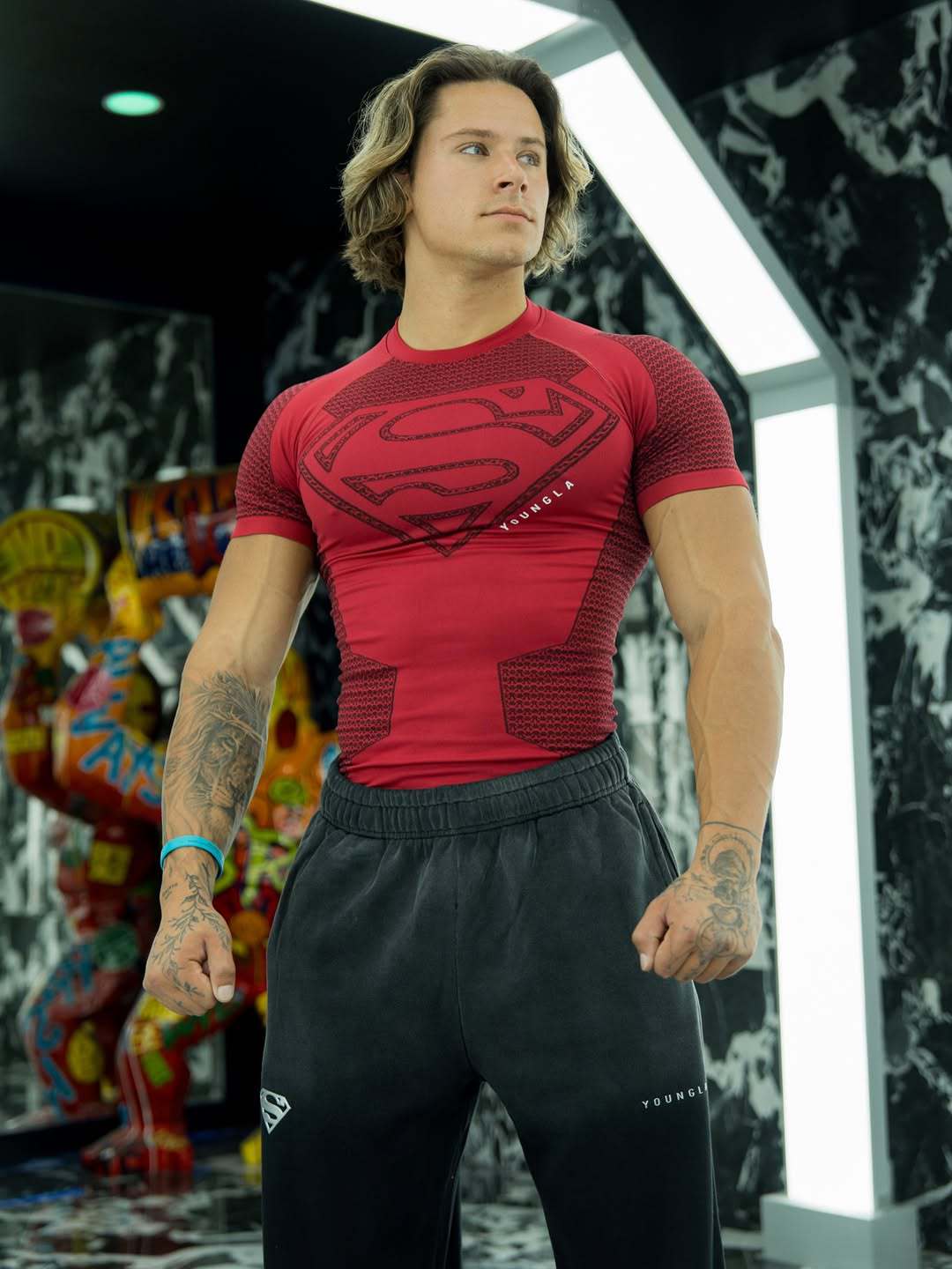 YOUNGLA 4117 Superman Compression Tees