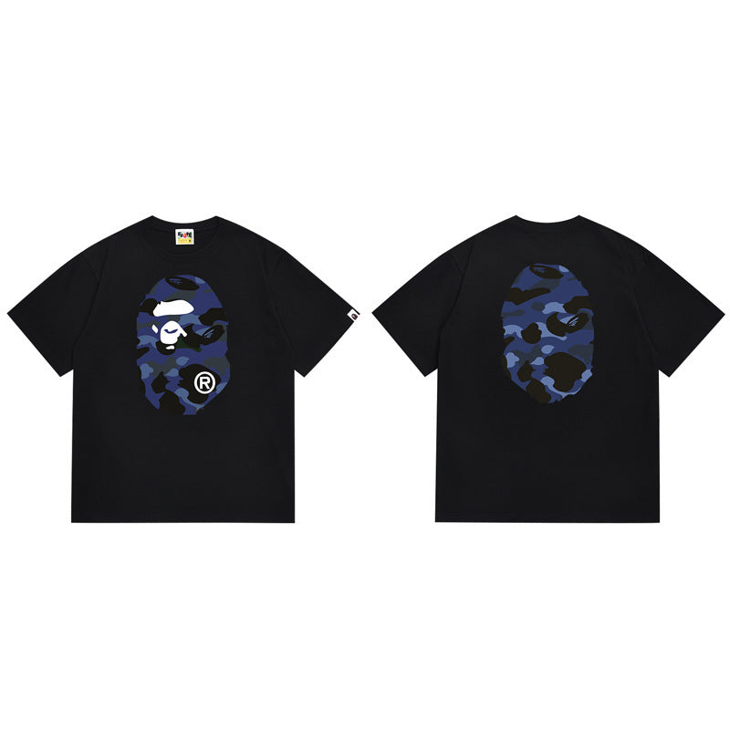 BAPE Ape Shark Graphic Print Loose Unisex Heavyweight Cotton T-Shirt