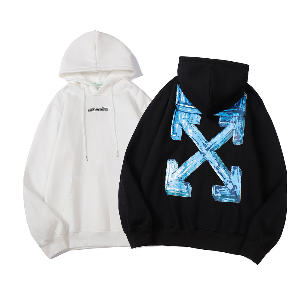 Off White Arrow Graphic Print Hoodie Streetwear Unisex