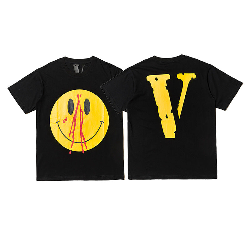 Vlone Big V Letter Graphic Print Short Sleeve Tee Streetwear Unisex