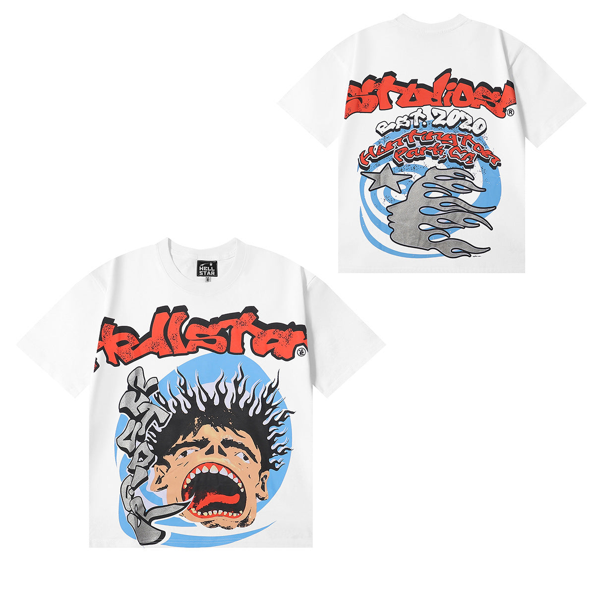 Hellstar Series Vintage Graphic Print Loose Unisex Streetwear T-Shirt