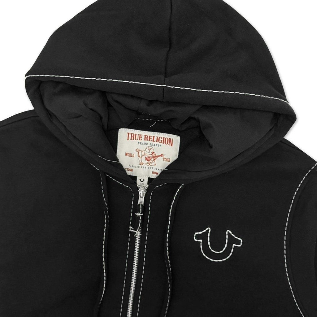 Y2K Vintage Stitch Zip Up Hoodie Horseshoe Embroidery