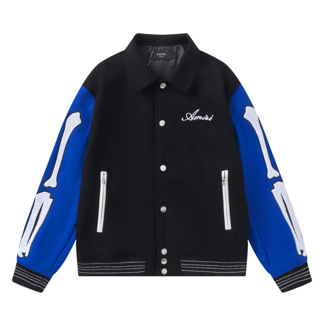 Amiri Bones Varsity Jacket Embroidery Wool Blend Baseball