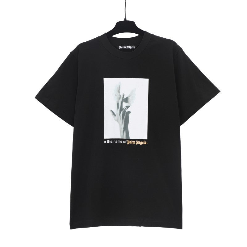 Palm Angels Graffiti Flame Palm Tree Graphic Oversized Tee Streetwear