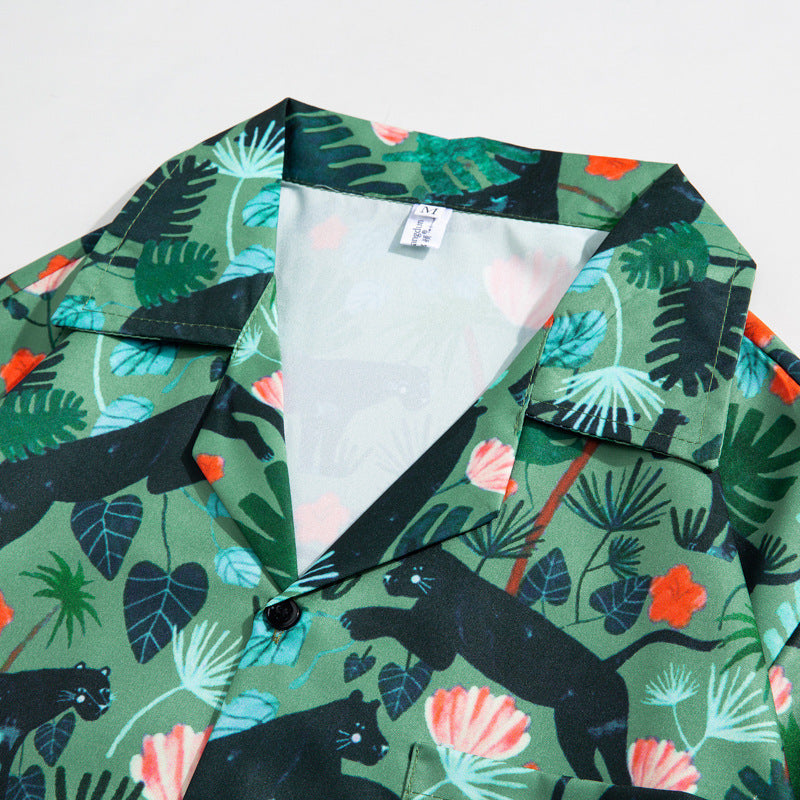 Mens Camp Collar Tropical Hawaiian Floral Short Sleeve Beach Shirt  South2101-2126
