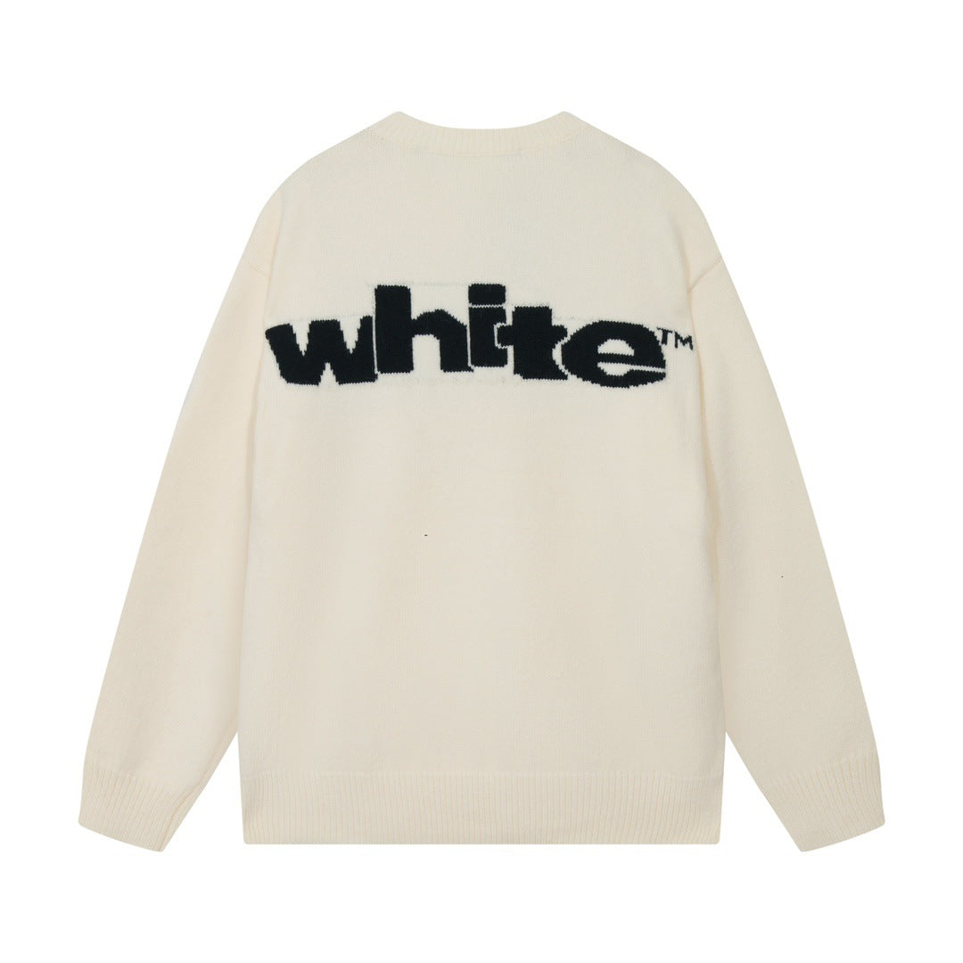 Fluffy Letter Embroidery Streetwear Crew Neck Knit Sweater