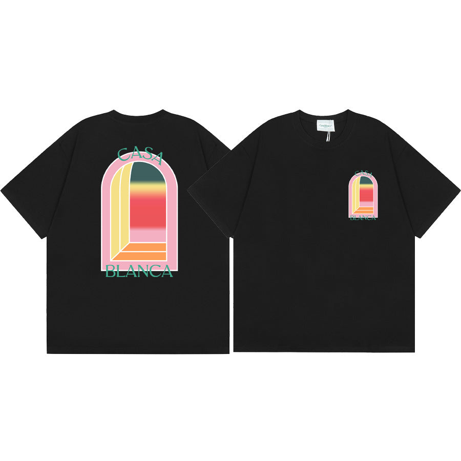 2026 New Casablanca Logo Print Loose Fit Unisex Short Sleeve T-Shirt