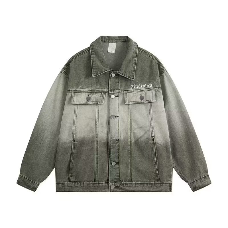 Y2K Vintage Washed Spliced Denim Zip‑Up Jacket Streetwear Unisex