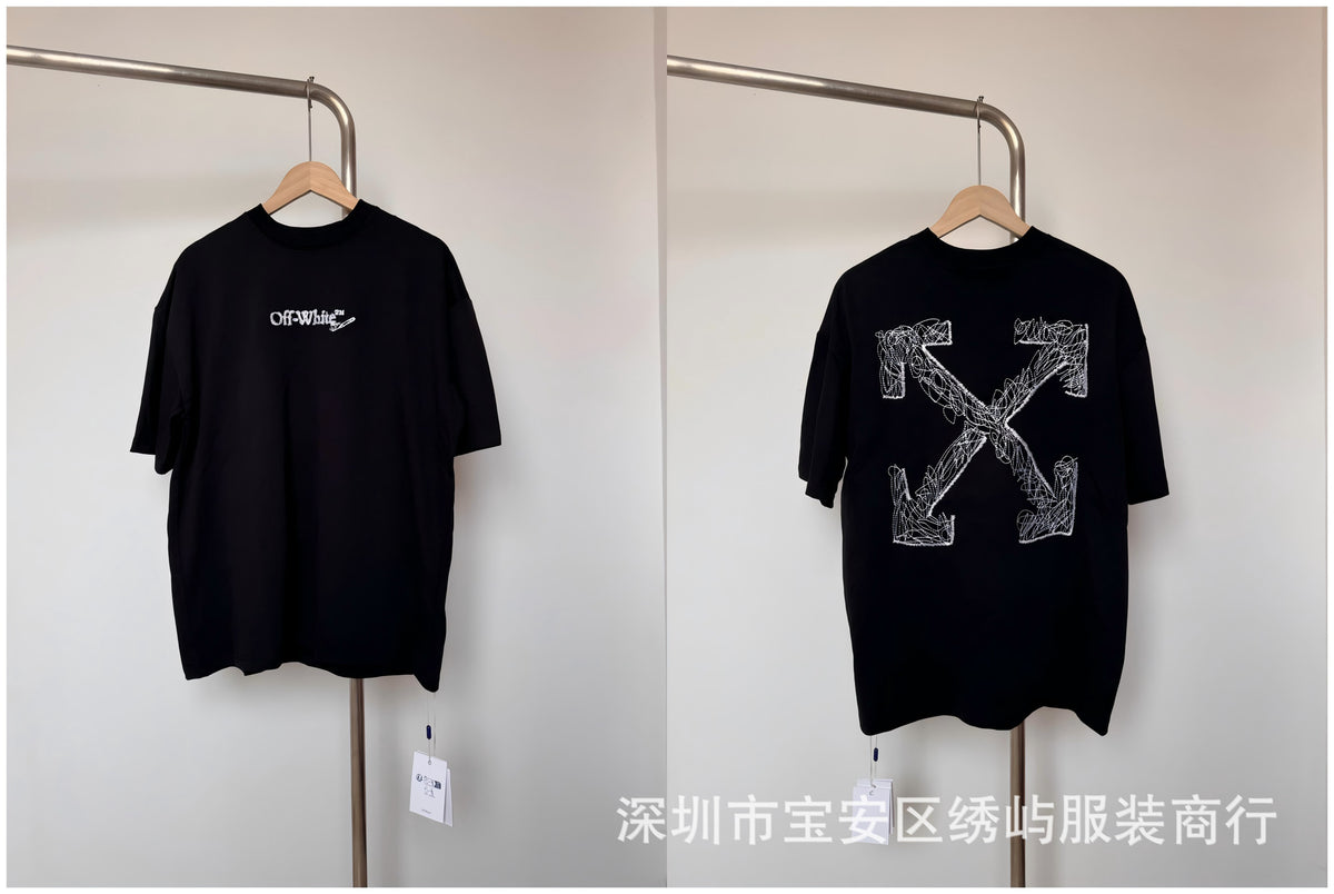 Off White Arrow Print Crew Neck Short Sleeve T Shirt Unisex