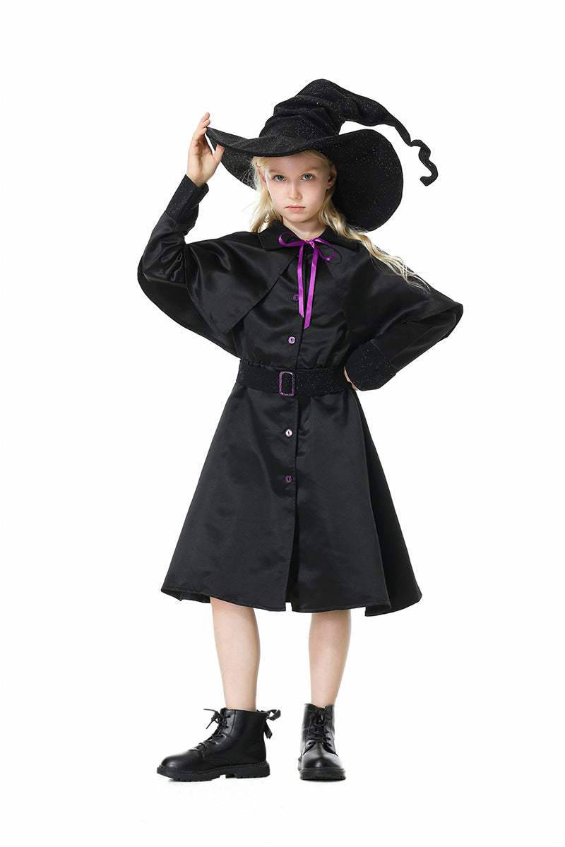 Halloween Wizard Witch Long Robe Cosplay Sets Adult & Kids Outfits