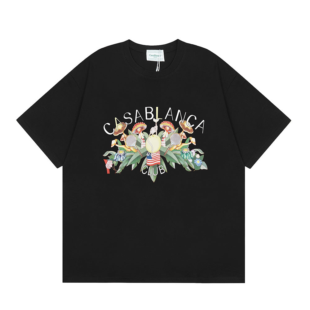 Casablanca Vintage Logo Print Loose Short Sleeve T Shirt Unisex Y2K