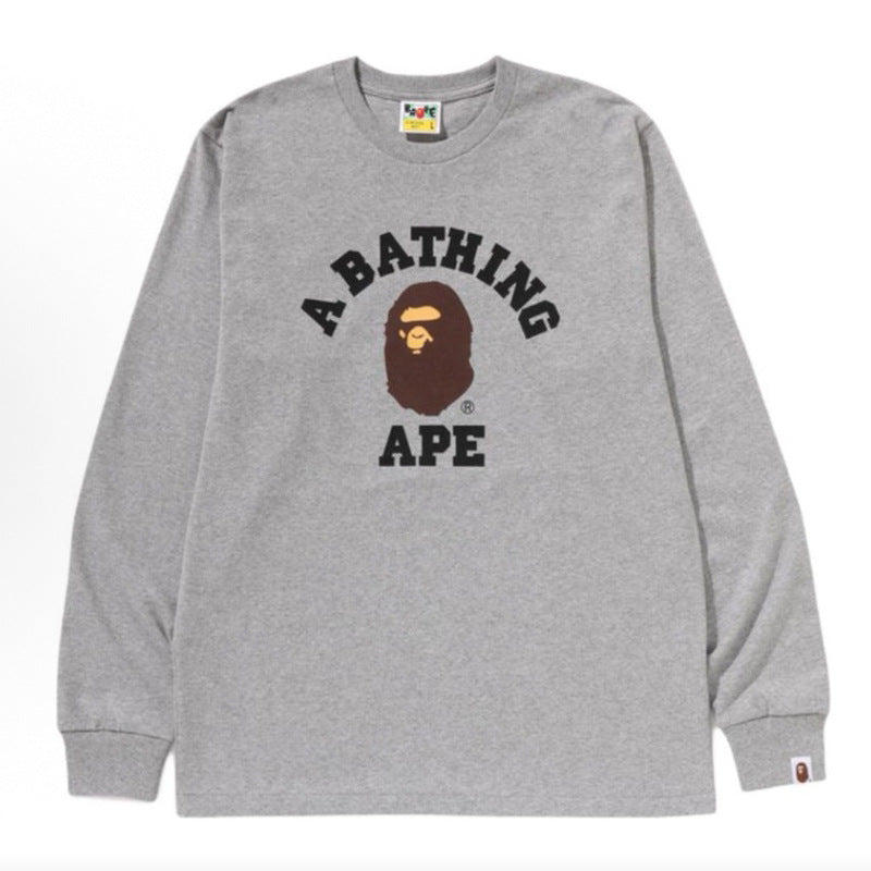 Bape Multi‑Ape‑Head Graphic Oversized Long Sleeve Tee Streetwear