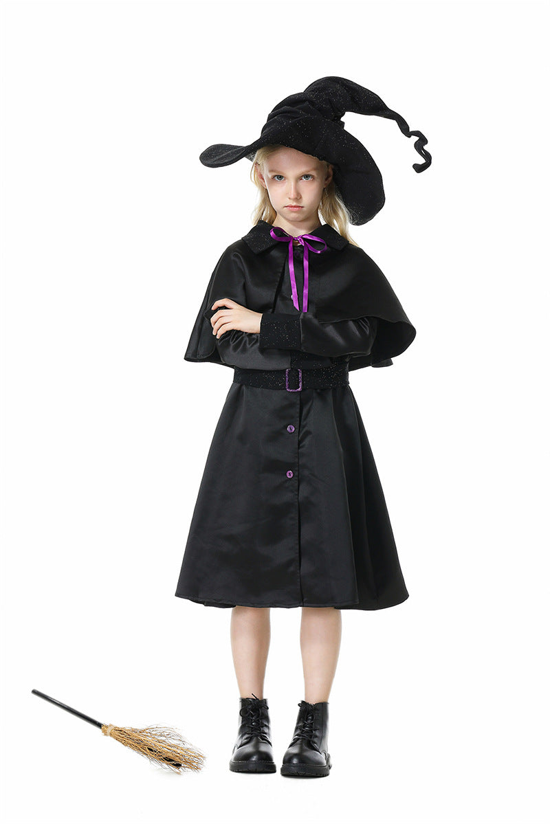Halloween Wizard Witch Long Robe Cosplay Sets Adult & Kids Outfits