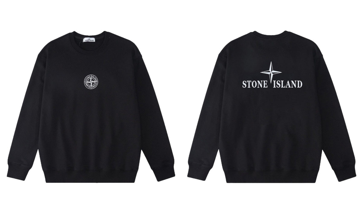 Stone Island Compass Print Crewneck Sweatshirt Men Autumn Pullover