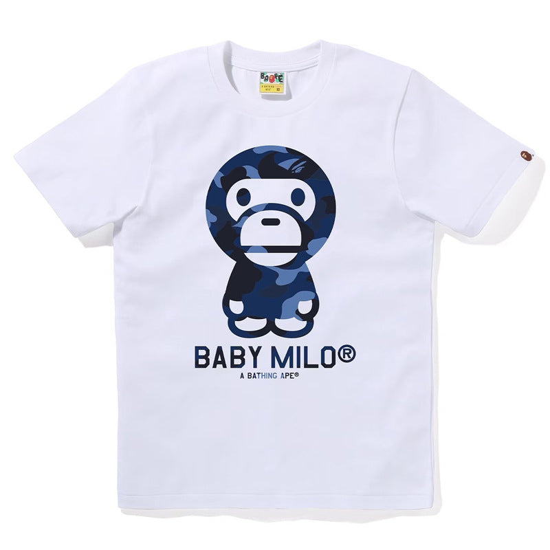 BAPE Ape Head Camo Shark Print Crew Neck Short Sleeve T‑Shirt Unisex