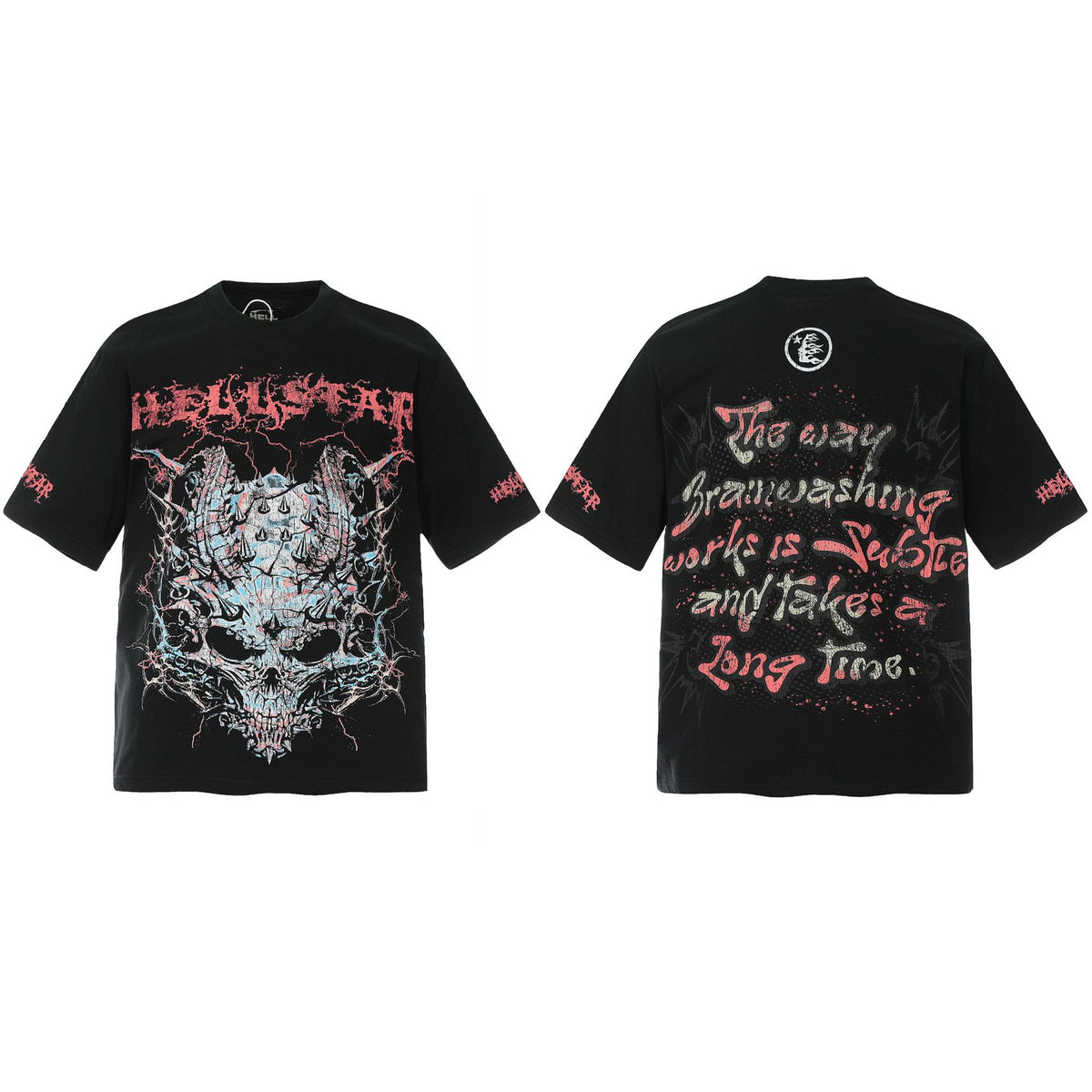Hellstar Multi‑Graphic Vintage Washed Oversized Tee Streetwear