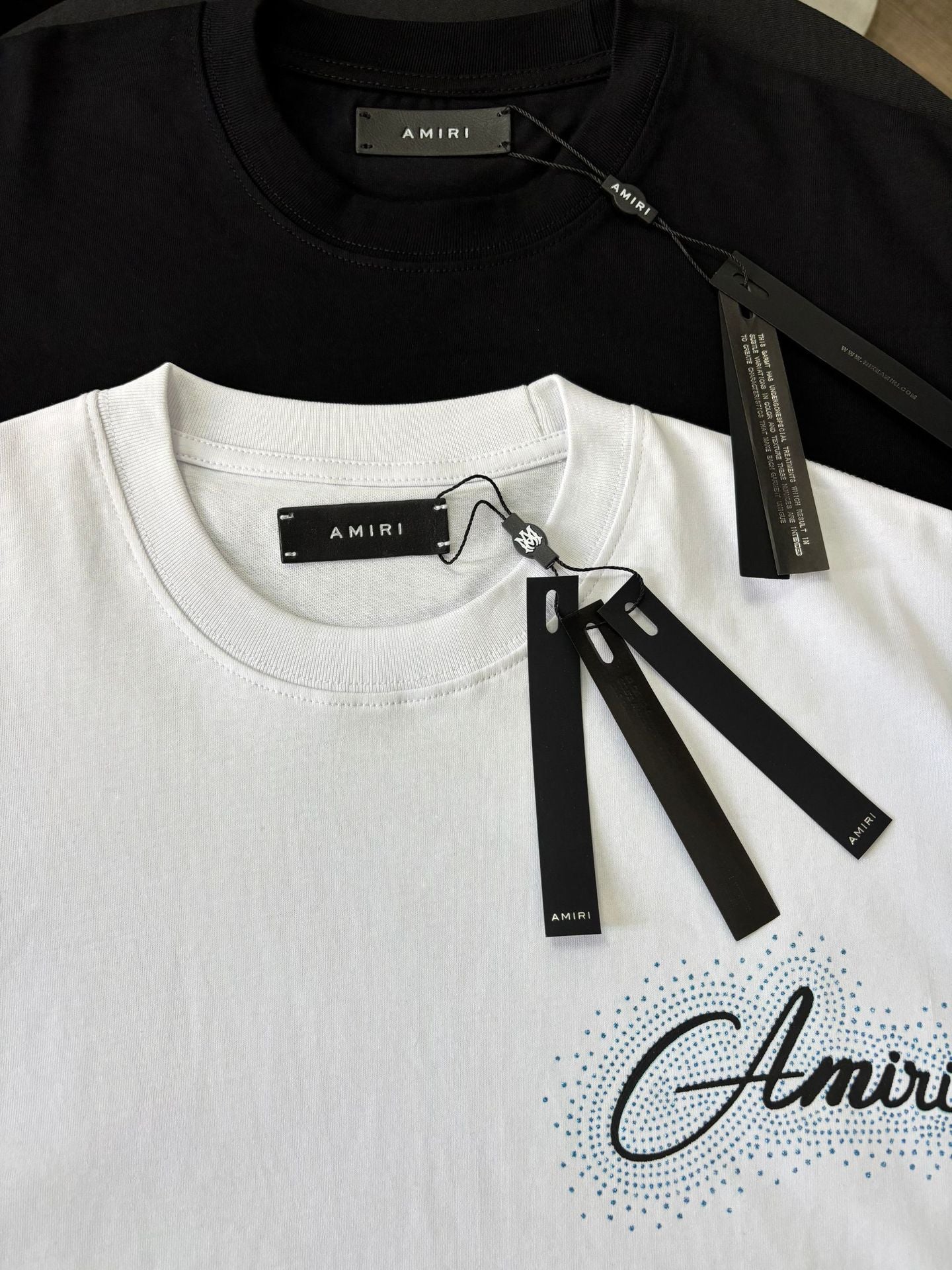 Amiri Classic Rhinestone Letter Print Crew Neck T Shirt Unisex