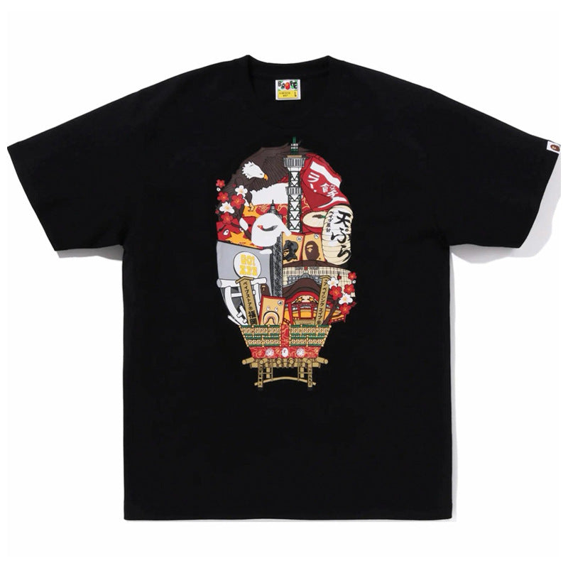 BAPE Ape Head Camo Shark Print Crew Neck Short Sleeve T‑Shirt Unisex