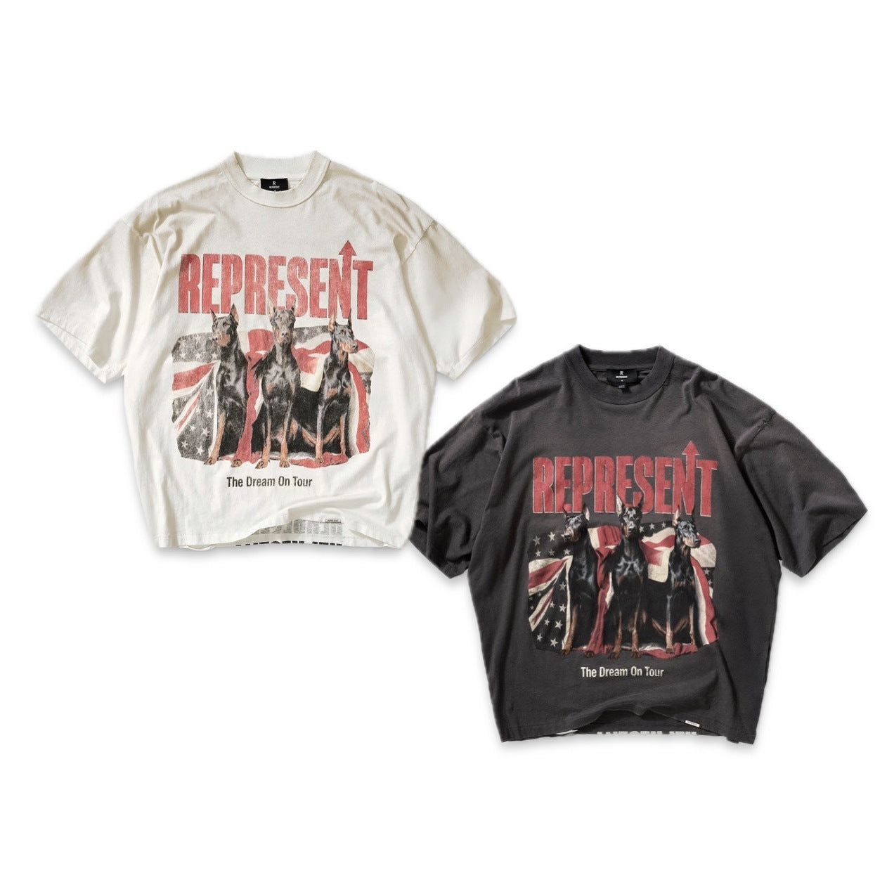 Washed Vintage Retro Graphic Crew Neck Short Sleeve T Shirt