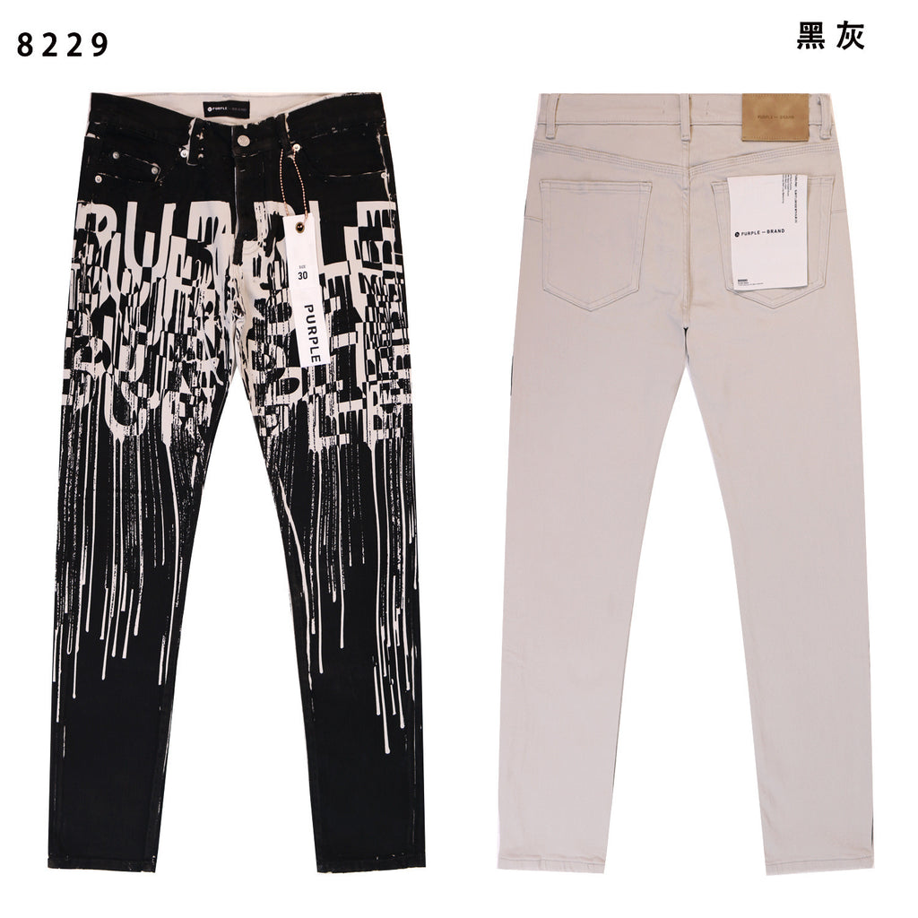 Purple Brand Hand Paint Ripped Skinny Denim Jeans Unisex