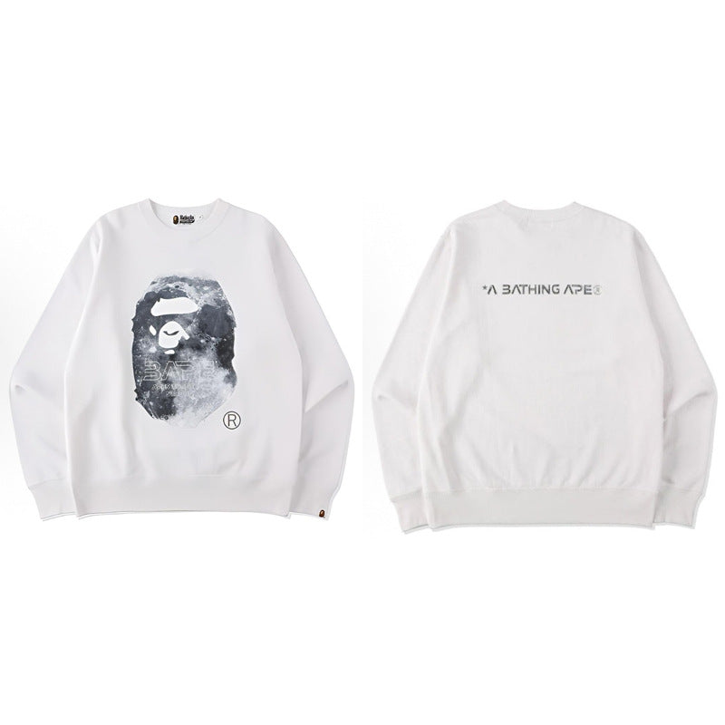 Bape Camo Ape Head Graphic Washed Oversized Crewneck Streetwear