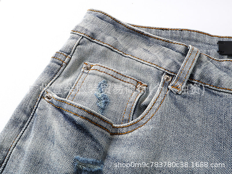 Amiri Distressed Splash‑Ink Stretch Slim Tapered Denim Jeans Unisex