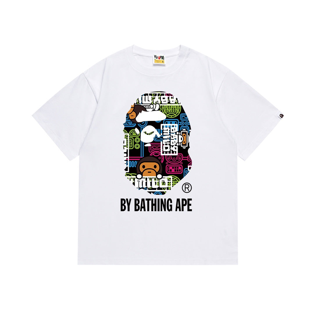 Bape Multi‑Camo Ape Head Graphic Oversized Tee Streetwear Unisex