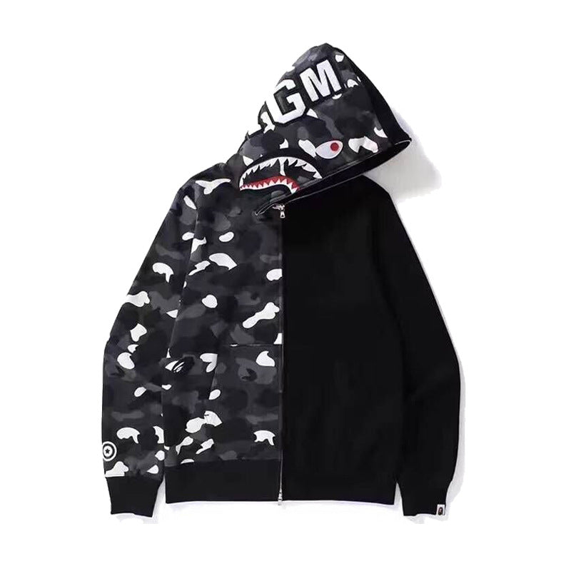 BAPE Shark Camo Print Full Zip Streetwear Hoodie Unisex