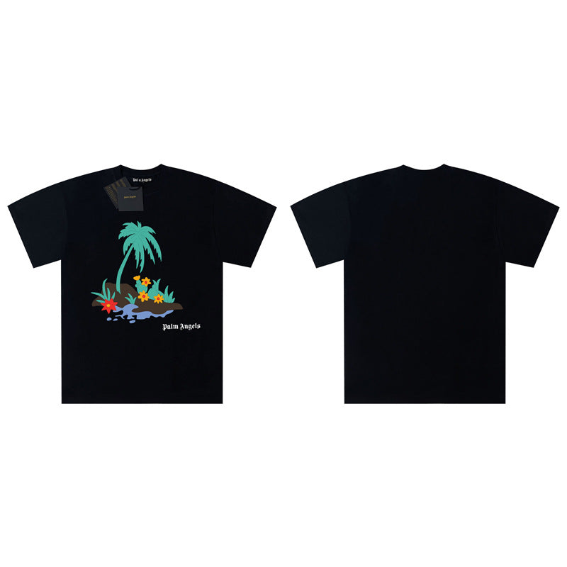 Palm Angels Graphic Print Tee Loose Crew Neck Streetwear T-Shirt