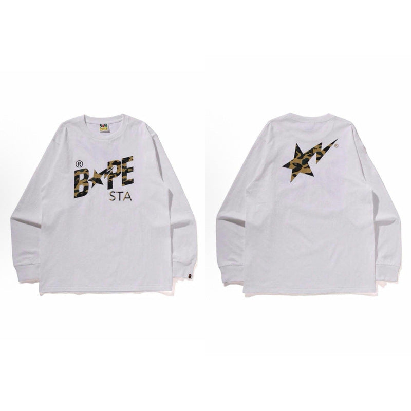 Bape Baby Milo Camo Ape Head Graphic Oversized Long Sleeve Tee Street
