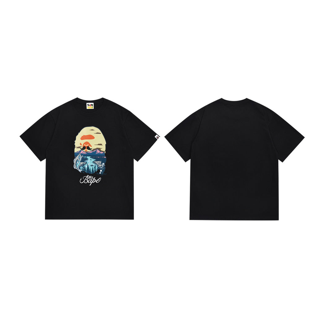 BAPE Camo Ape Head Graphic Print Short Sleeve Tee Streetwear Unisex