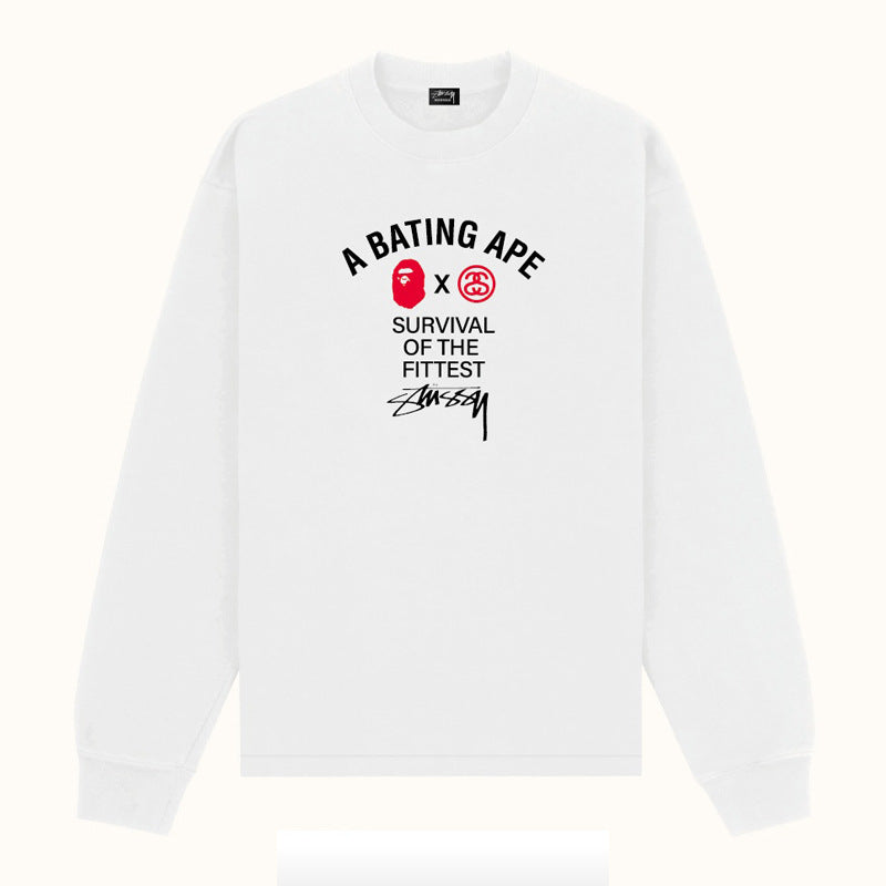 Bape Multi‑Ape‑Head Graphic Oversized Long Sleeve Tee Streetwear